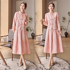 罗得堡2026年春装新款新中式汉服套装连衣裙2608，女装套装/套裙，罗得堡