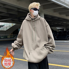 加绒加厚秋男卫衣连帽假两件高领十字架保暖外套wy101P50加绒P55，男装卫衣，星座1013-1