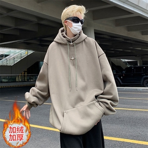 加绒加厚秋男卫衣连帽假两件高领十字架保暖外套wy101 P50加绒P55图片
