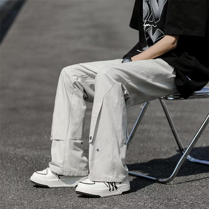 工装裤男春季美式复古直筒宽松休闲裤潮牌设计感高街裤子932 P43图片