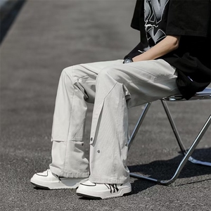 工装裤男春季美式复古直筒宽松休闲裤潮牌设计感高街裤子932 P43图片