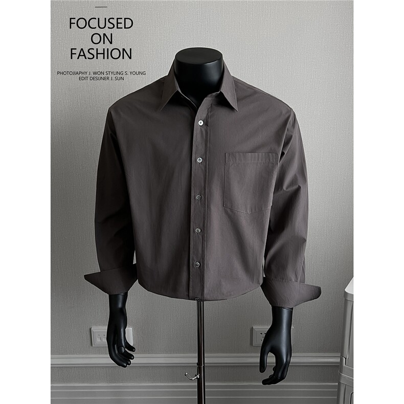 2026宽松休闲男士全棉长袖衬衫咖啡S142/P58控88，男装衬衫，电商A242