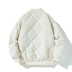 冬季纯色菱形格棒球服棉服加绒保暖宽松休闲简约款棉衣MY606-P75，男装棉衣，电商B306