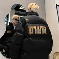 枣红色立领棉服男款冬季加厚美式复古hiphop棉衣潮牌宽松棉袄外套，男装棉衣，电商A102