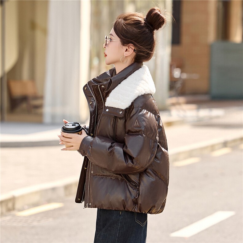 现货2025年冬季新款羽绒服韩版休闲保暖羽绒服毛领可拆卸,女装羽绒服,悦祺