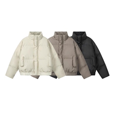 现货5W件冬季三防重磅硬挺boxy短款羽绒立领PU皮棉衣外套加厚棉服，男装棉衣，电商A443