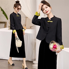 新中式国风盘扣短款休闲外套女2024早初春新款小个子立领女装上衣，女装套装/套裙，涵墨