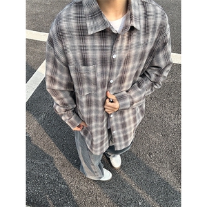 2025春夏新款提花格子长袖衬衫高品质格子衬衫复古外套CS255-P45图片