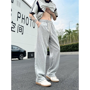 K10033-P35 潮牌卫裤男2025新款百搭褶皱宽松直筒休闲长裤图片