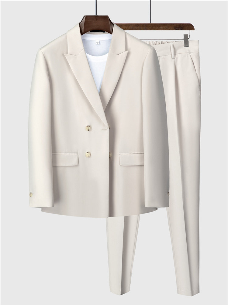 白色痞帅休闲男潮流宽松轻熟风西服套装男士网红外套秋冬季薄款，男装西服套装，星座505-2（原电商A260-1)