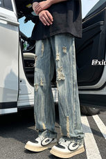 XZ616夏季新款破洞牛仔裤休闲九分裤TY2489P65控，男装牛仔裤，星座512A（原616）