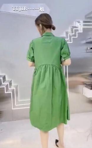 ZCL607韩版时尚宫廷风Polo领甜美系蝴蝶结中长款连衣裙,女装连衣裙,L·H·X