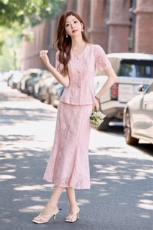现货！夏季新款2025套装女气质优雅时尚显廋舒适两件套，女装套装/套裙，涵墨