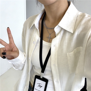现货！宽松男女同款长袖衬衫纯色夏季透气-LK80104-特批30图片