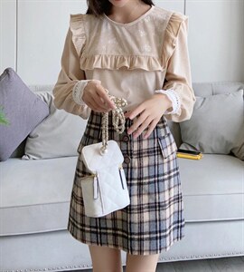 灯芯绒上衣，毛呢半裙,女装半身裙,Linda Jean