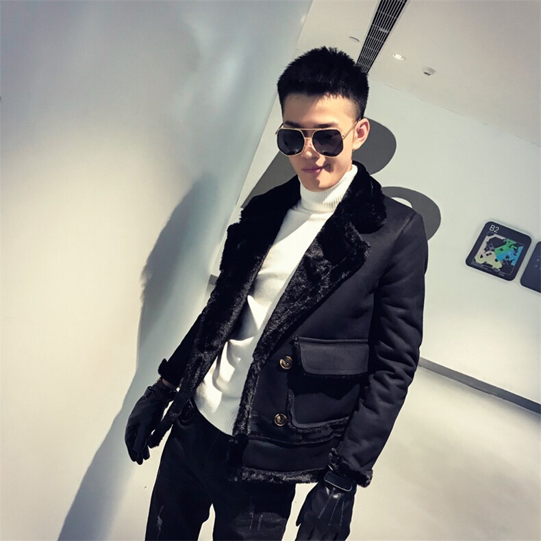 社会风20秋冬修身纯色皮毛一体棉衣外套B297-903-P150图片