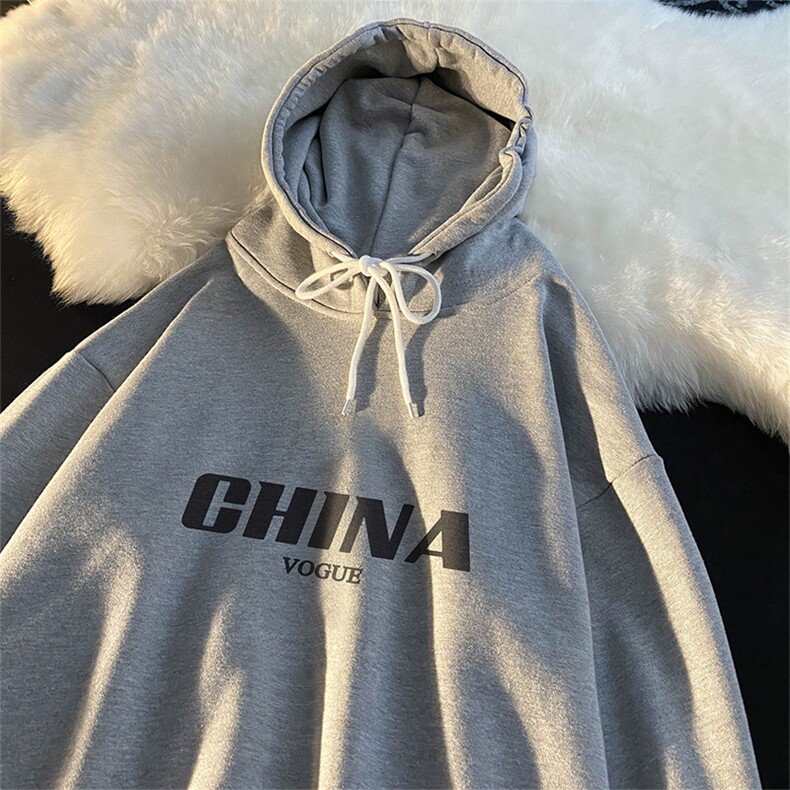WY2001-P35 加绒款-P40 纯棉连帽卫衣男大码运动帽衫宽松薄外套男图片