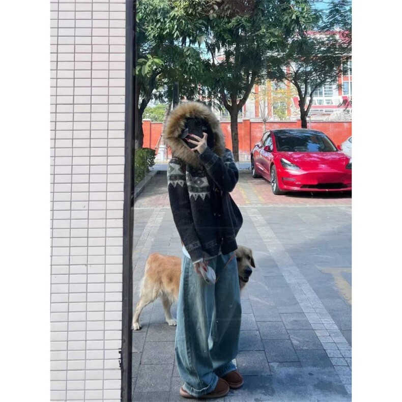 百花绒牛角扣毛领毛衣蕾朵费尔岛牛角扣毛领连帽毛衣外套Y453,男装针织衫/毛衣,星座601-1