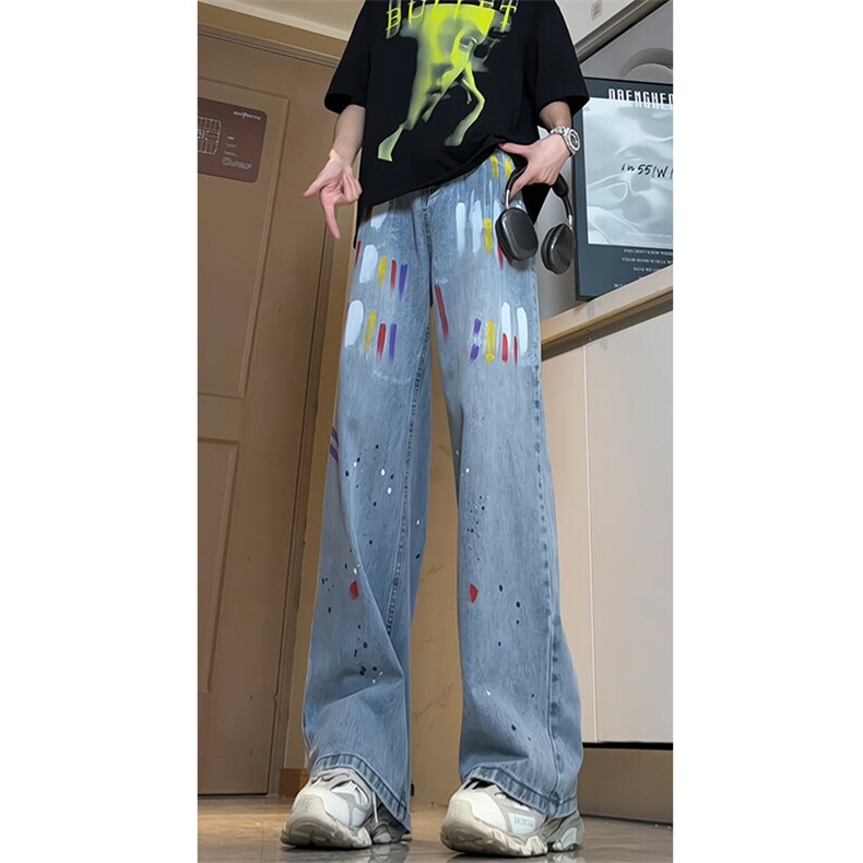 女装类目《现货主推》喷油漆个性裤子GXX19-P65控88，女装牛仔裤，电商C303A