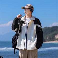 C5390-TP55控价78宽松休闲男冲锋衣春季新品户外拼色夹克防水，男装夹克，电商A102-1