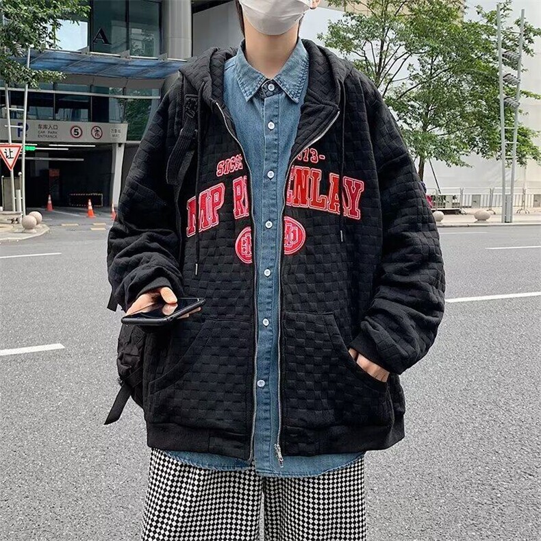 GFCP39-P32华夫格夹克胖子连帽春季宽松,男装夹克,星座1503-1