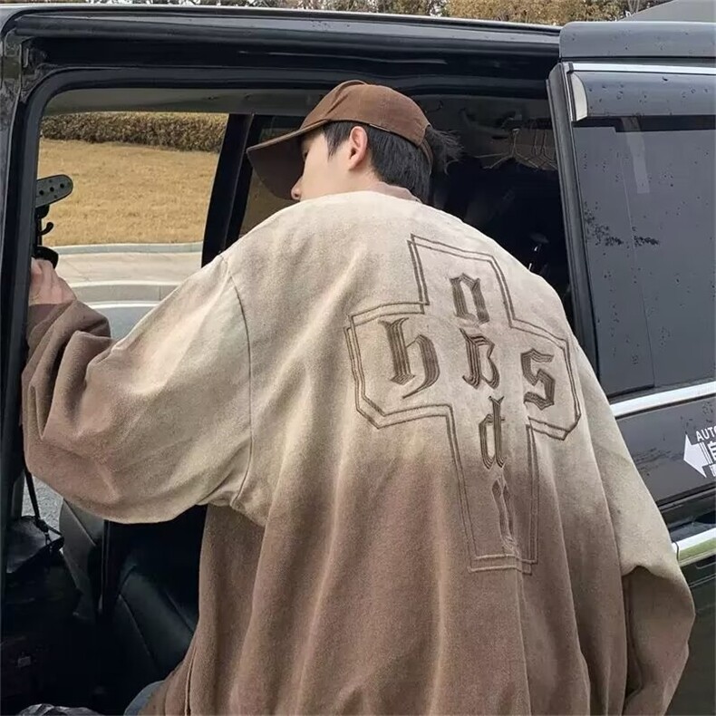 J3315-P67春秋季新款复古牛仔外套男生青少年美式棒球服学生，男装工装外套，电商B323A