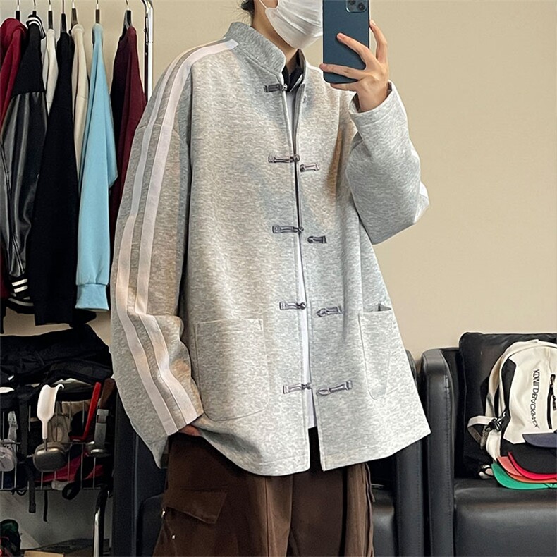 风盘扣开衫设计感重磅卫衣宽松潮上衣外套W4648-P56【特价】,男装卫衣,电商A007