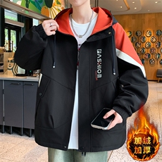 美式开衫秋冬季外套男宽松潮流帅气加绒加厚夹克冬A436-6805-P85，男装夹克，电商A436