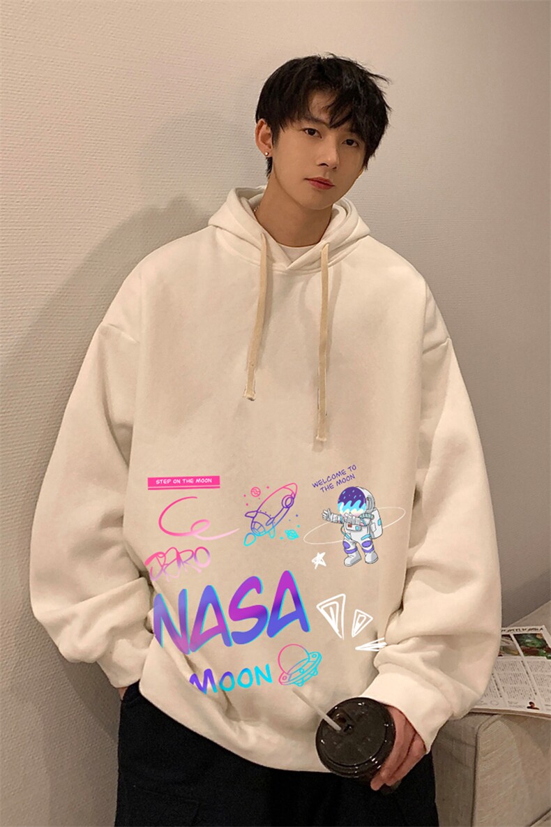 NASA联名同款纯棉连帽卫衣男大码运动帽衫宽松薄WY2186-P35,男装卫衣,电商A040