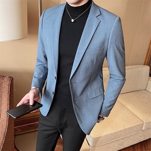 2021春新款西装 男士蓝色西装西服西外套810-图片