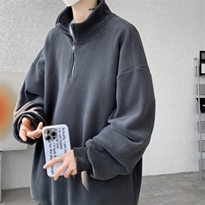 M-8XL秋冬半拉链卫衣摇粒绒大码学生复古外套立领上衣WY5105/P58，男装卫衣，电商B238
