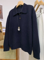 2026年秋季时尚百搭通勤简约休闲半开polo领，女装羊毛衫，圣旺供货