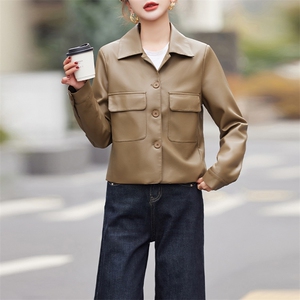 皮衣外套女春秋短款2025年新款欧货气质PU皮夹克高级感小个子上衣图片