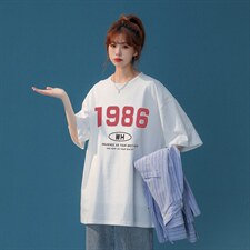 中性夏季2023新款个性印花圆领情侣宽松短袖T恤T86P25控38，男装T恤，A247A