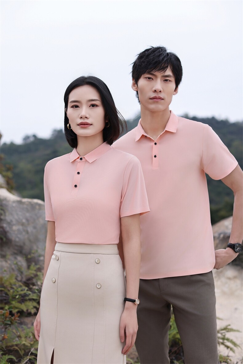 无痕动感纯棉短袖POLO衫工作服T恤男纯色商务员工衣，男装Polo衫，鲁菏羊绒