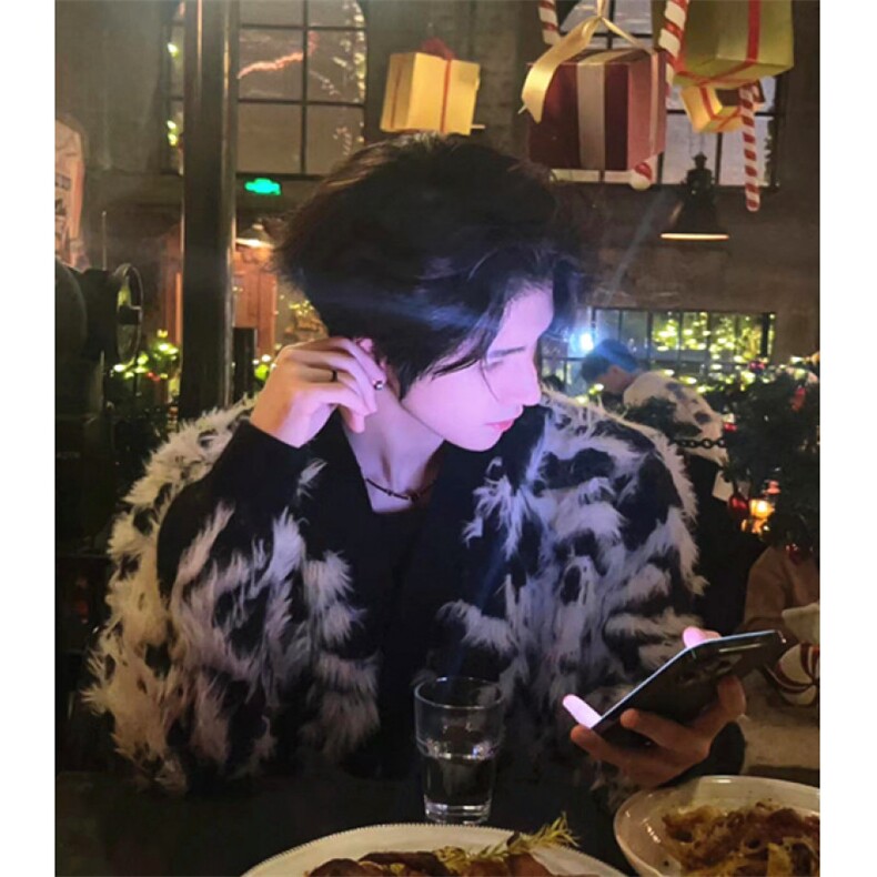 仿貂毛V领针织开衫复古提花毛衣男慵懒风宽松高级感毛衫MY306,男装针织衫/毛衣,星座1116A（原606A-3）