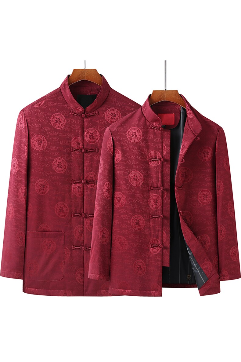 【情侣款】中老年唐装爸爸羽绒服外套男女爷爷奶奶过生日过寿上衣,男装羽绒服,钱塘723