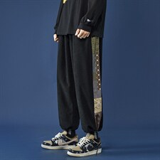 秋冬季休闲裤长裤炸街九分ins抽绳束脚灯芯绒裤子A125-BK910-P50，男装休闲裤，电商A125