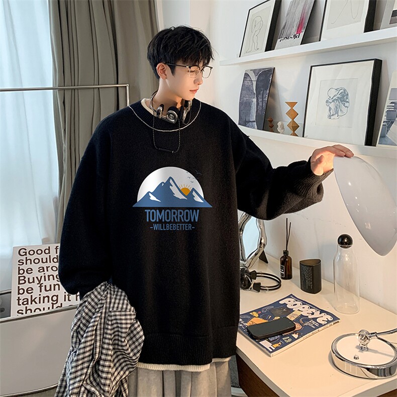 控78假两件毛衣男大码加绒针织衫男毛线衣M80235-P55加绒P70,男装针织衫/毛衣,电商A040