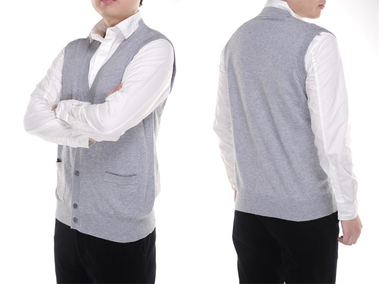 男士羊毛马甲男薄款针织坎肩中老年开衫V领毛衣,男装背心/马甲,亚东羊绒制品