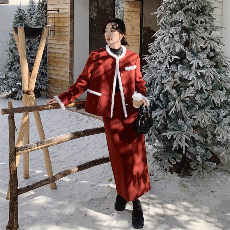 圣诞新年款【新款】毛呢羽绒休闲套装8860-P285-K389,女装羽绒服,2C305