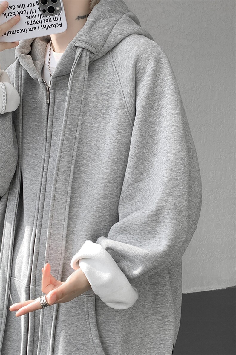 8XL-M朝牌情侣美式绑带设计连帽卫衣宽松开衫外套男女WY35P58,女装短外套,电商D206-1