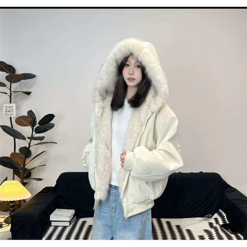 网图座山雕连帽PU皮男女同款保暖百搭棉衣P95,男装棉衣,星座307A