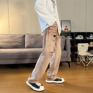 美式高街水洗做旧破洞渐变牛仔裤男ins复古宽松休闲裤N0872-P48图片