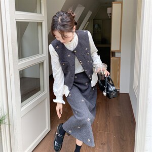 新款  小香风马甲半身裙三件套5545P205K328图片