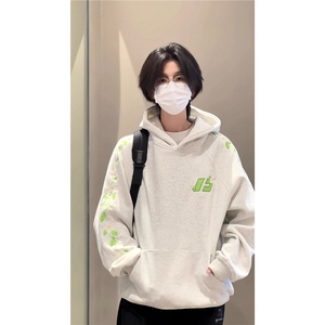 美式刺绣连帽卫衣小众设计感潮牌廓形男套头外套 W3051图片
