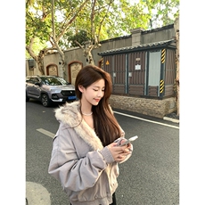 现货高品质美式高街冬季重磅硬挺短款座山雕毛领棉衣男女加厚外套，男装棉衣，电商A486