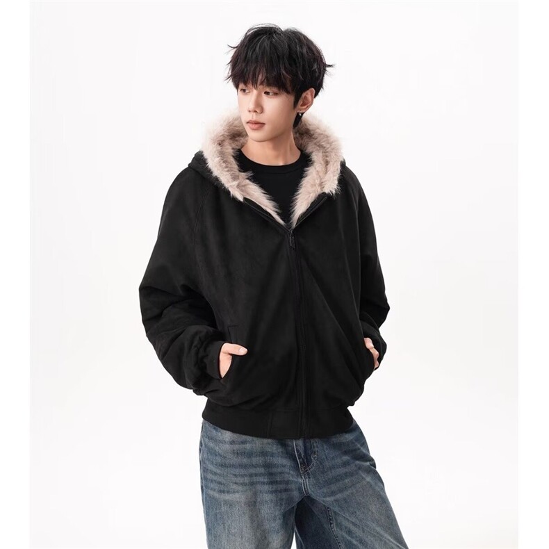 S411-P1002025美式座山雕毛领加绒加厚棉服夹克男女冬季,男装夹克,电商B323A