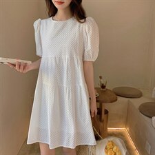 2021夏季新款女装压花泡泡袖法式连衣裙中长款,女装连衣裙,阿菲诺依, 2021夏季新款女装压花泡泡袖法式连衣裙中长款,女装连衣裙,阿菲诺依,