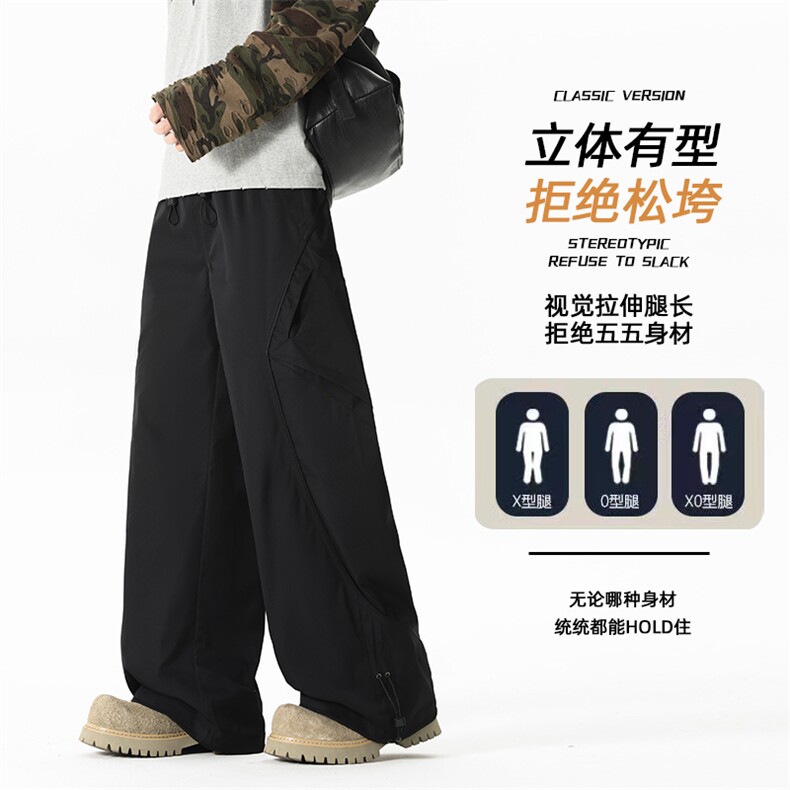 春款美式抽绳伞兵工装裤男女复古宽松休闲速干裤K0267-P50,男装工装外套,星座308B-2